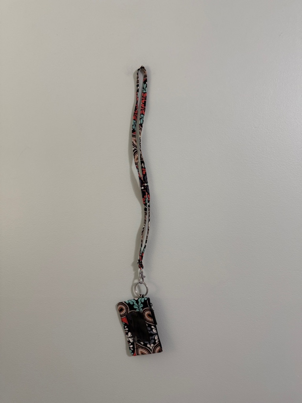 Floral Pattern Lanyard Badge Holder - Black, Teal & Coral